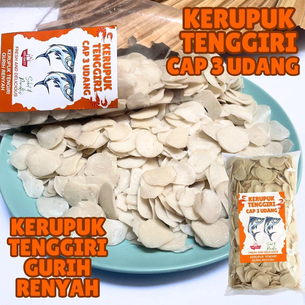 Kerupuk Tenggiri mentah cap 3 udang super Ikan ukuran 250 gram