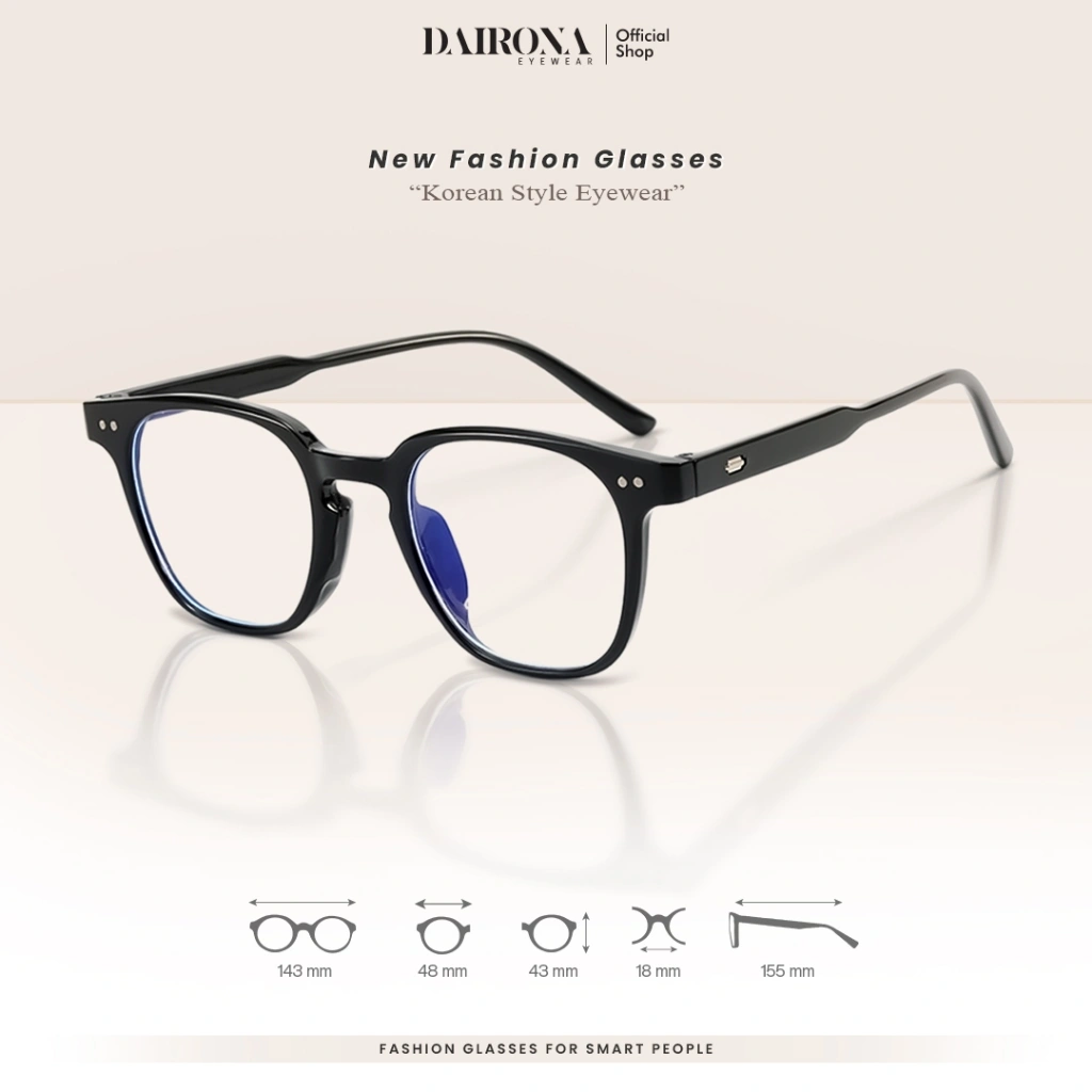 Dairona Eyewear Kacamata Photocromic Minus Anti Blueray Anti Radiasi Bluecromic Wanita Pria 2 in 1 Photocromic Anti Silau Bentuk Kotak TR-90+Metal 6022