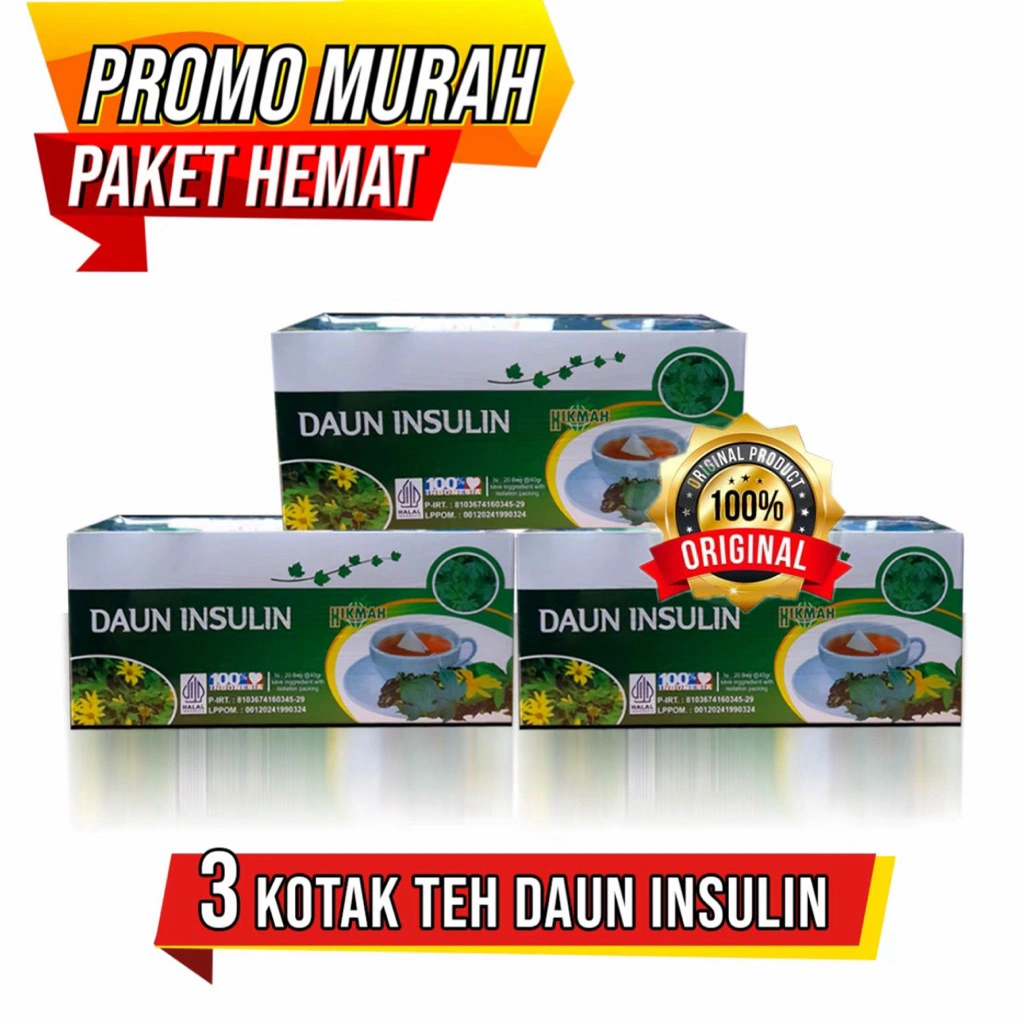 PAKET HEMAT DAPAT 3 PCS - TEH CELUP DAUN INSULIN Teh herbal alami menurunkan diabetes/gula darah bermutu & ori