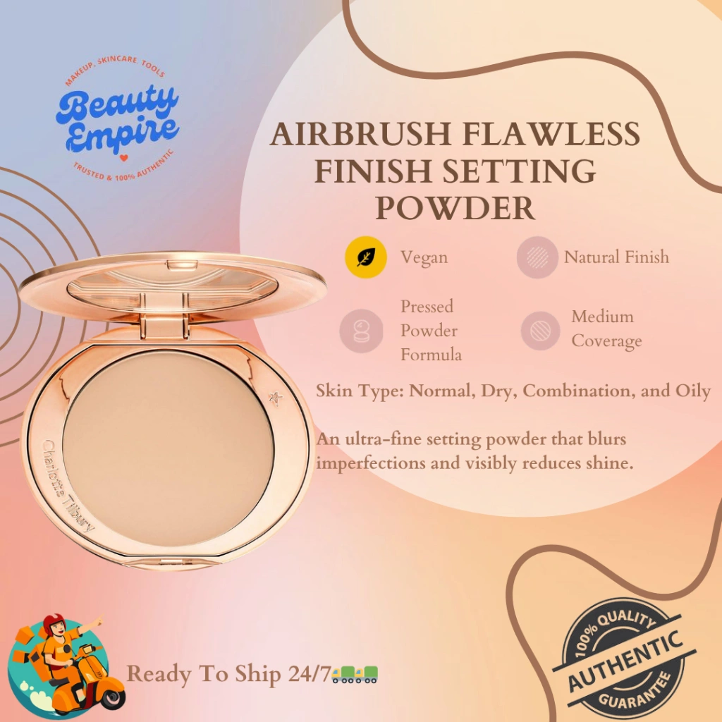 B.EMPIRE CHARLOTTE TILBURY Airbrush Flawless Finish Setting Powder Bedak Padat