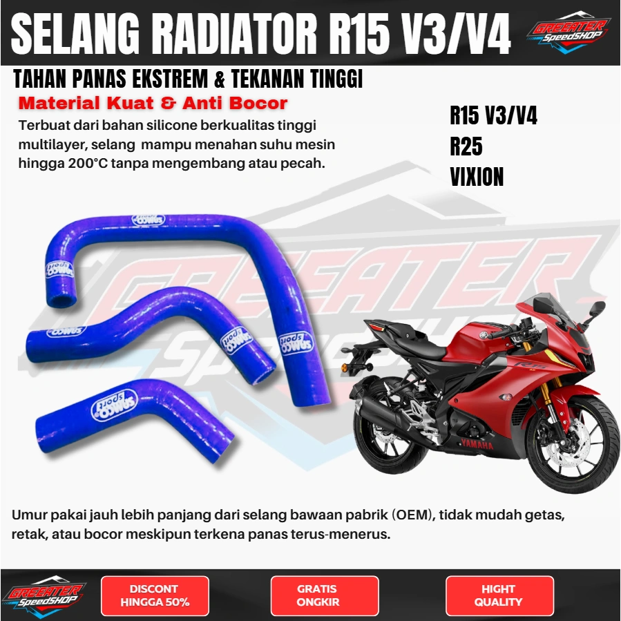 Selang Radiator R25 R15 XSR SELANG RADIATOR R15 VVA V3 SELANG RADIATOR MT-15 SELANG RADIATOR R15 V4 XABRE SELANG RADIATOR selang semeter Vixion R15 ninja r ninja - Merah, sport