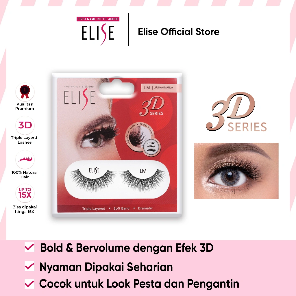 Bulu Mata Elise - 3D Lirikan Manja - Bold Look/Cocok untuk Riasan Pesta/Pengantin/Favorit MUA