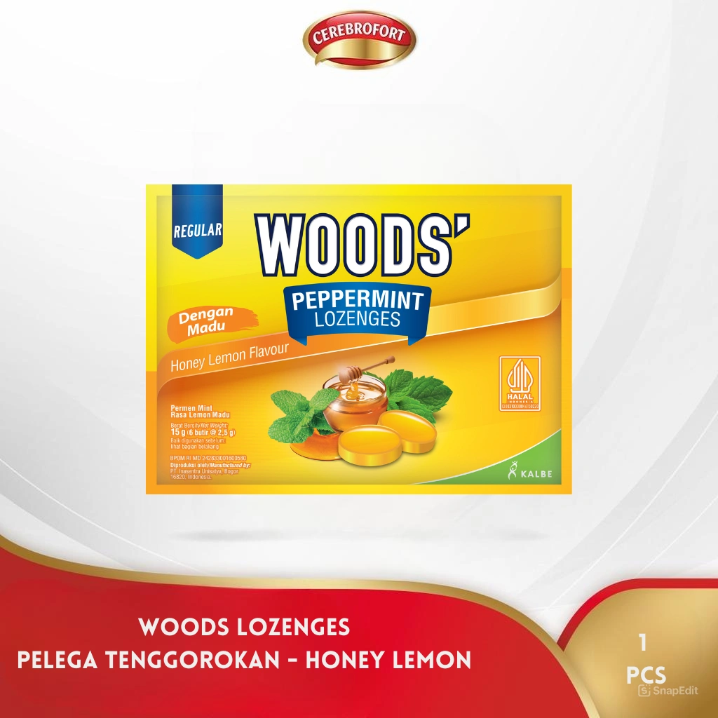 Woods Lozenges Honey Lemon - Pelega Tenggorokan
