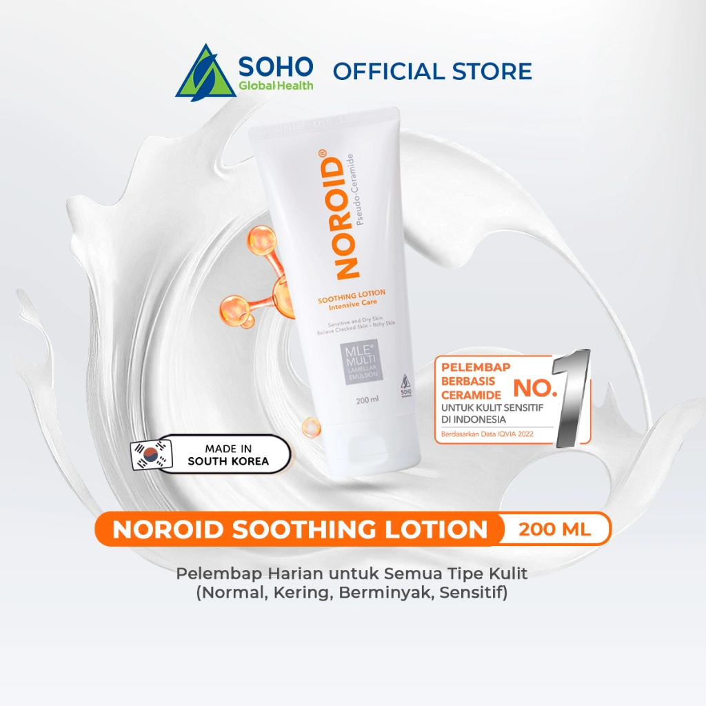 Noroid Soothing Lotion Pelembap Moisturizer Harian Untuk Semua Tipe Kulit (Normal, Kering, Berminyak dan Sensitif)-200ml