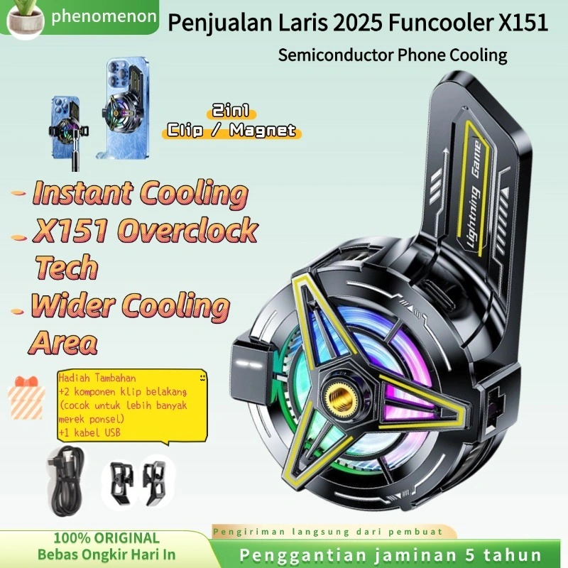 (COD/Gratis Ongkir) X151 Fan Cooler HP Pendingin HP Tablet Cooling Fan Gaming Digital Cooler Funcooler Radiator