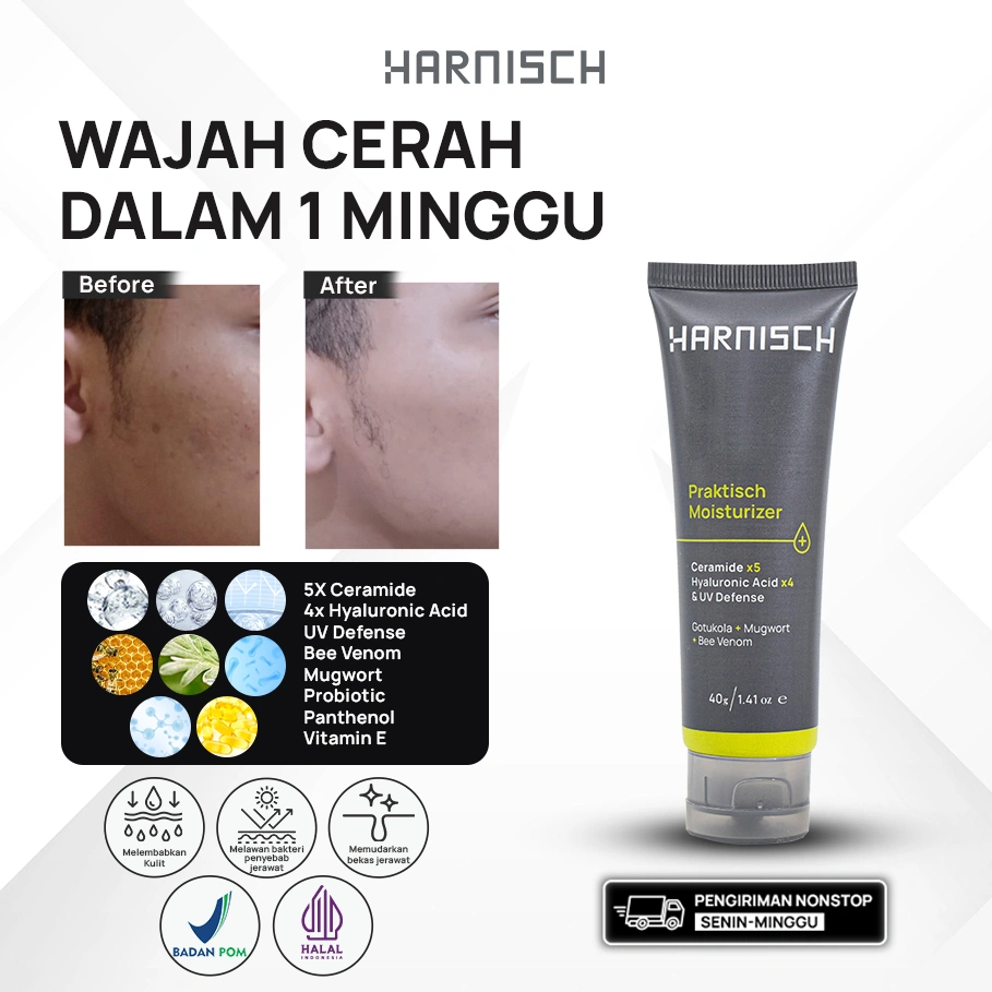 HARNISCH Praktisch Moisturizer 2 in 1 UV Defense - 40g face wash pria face wash jerawat sabun muka kulit berminyak sabun kulit jerawat Sabun pembersih wajah untuk kulit kusam, berminyak & berjerawat sabun muka pria sabun pencerah pria BPOM