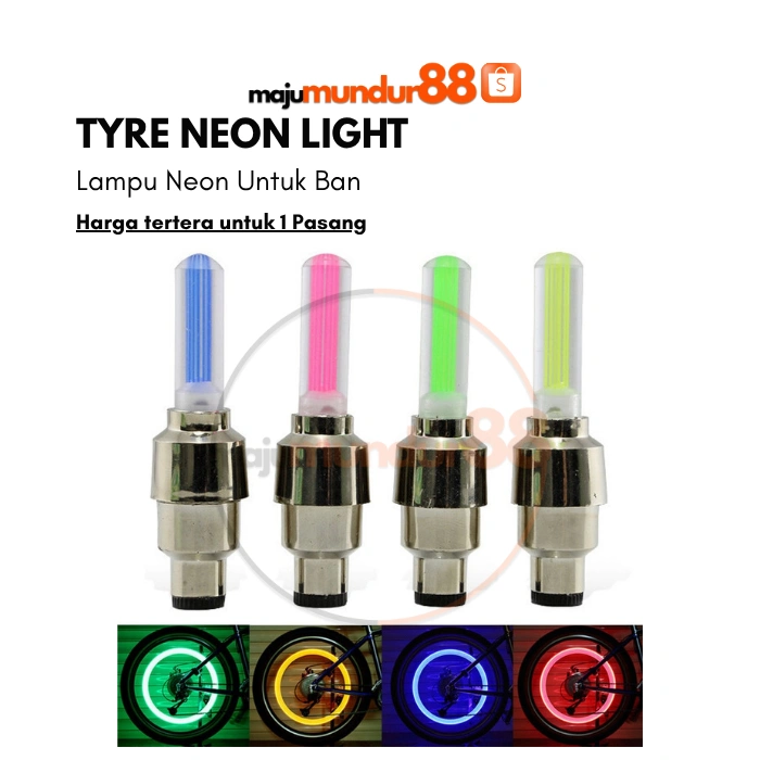 Bike Car Tyre Neon Light Lamp Wheel LED Tutup Pentil Ban Motor Mobil