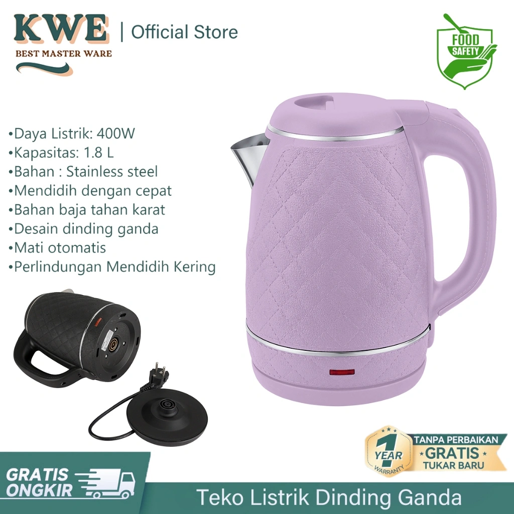 KWE Teko Listrik Pemanas Air Jumbo Kettle Electric Teko Listrik Marsha Teko Pemanas Air Bahan Stainless Steel