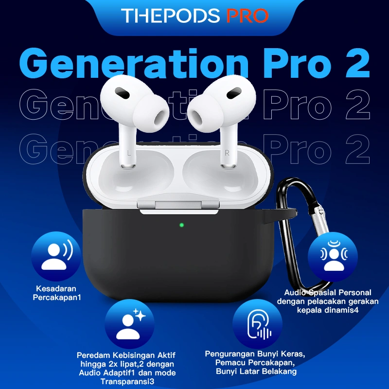 THEPODS PRO Gen 2 Earphone Bluetooth (2024) With Wireless Charging Case Brand IMEI & Serial Number Detectable + Spatial Audio With Mic Active Noice Cancellation High-Definition Call Bluetooth TWS Headset Wireless Gaming Headset Stereo Sound Quality