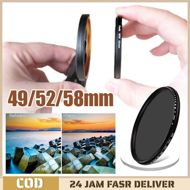 Filter ND Variable Cuely ND2-400 untuk Kamera Canon/Nikon/Sony - Ukuran 49MM 52MM 58MM, Kualitas Profesional