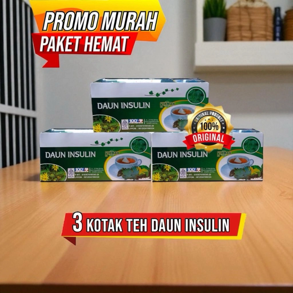 [ PAKET HEMAT DAPAT 3 PCS ] TEH CELUP DAUN INSULIN Teh herbal alami menurunkan diabetes/gula darah bermutu & original