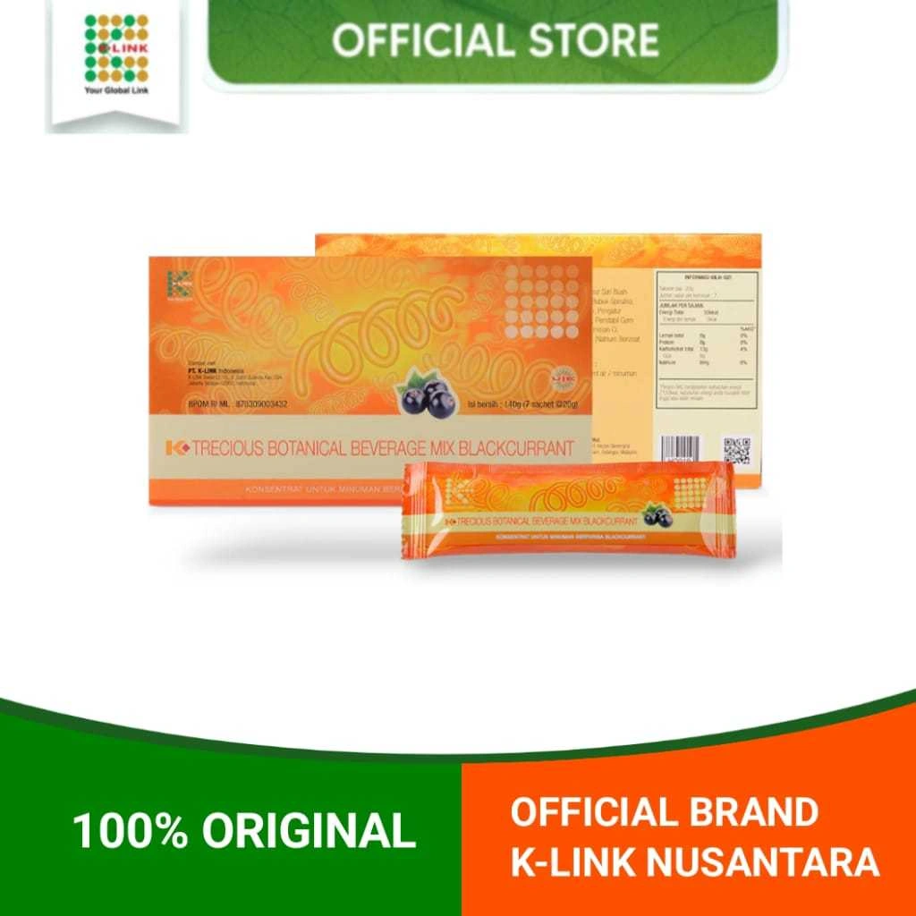 SPIR]ULINA K LINK ORIGIANL.SPIRULINA KLINK,K LINK SPIRULINA.K TRECIOUS BOTANICAL BEVERAGE MIX BLACK CURRENT.KEMASAN 7 SACHET.