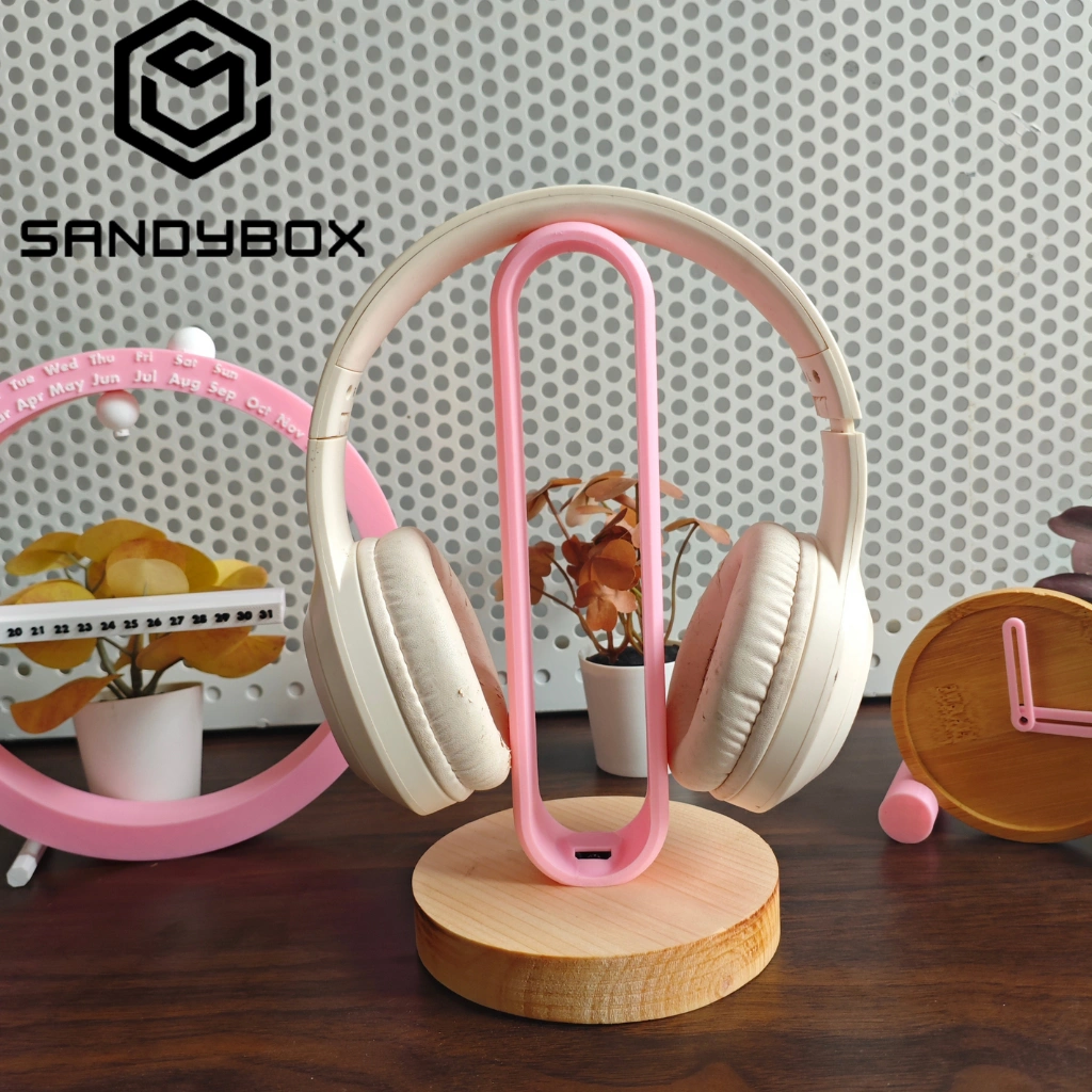 Stand Headset Kayu Solid 12cm – Dudukan Headphone Plastik Kokoh untuk Meja Gaming & Kerja