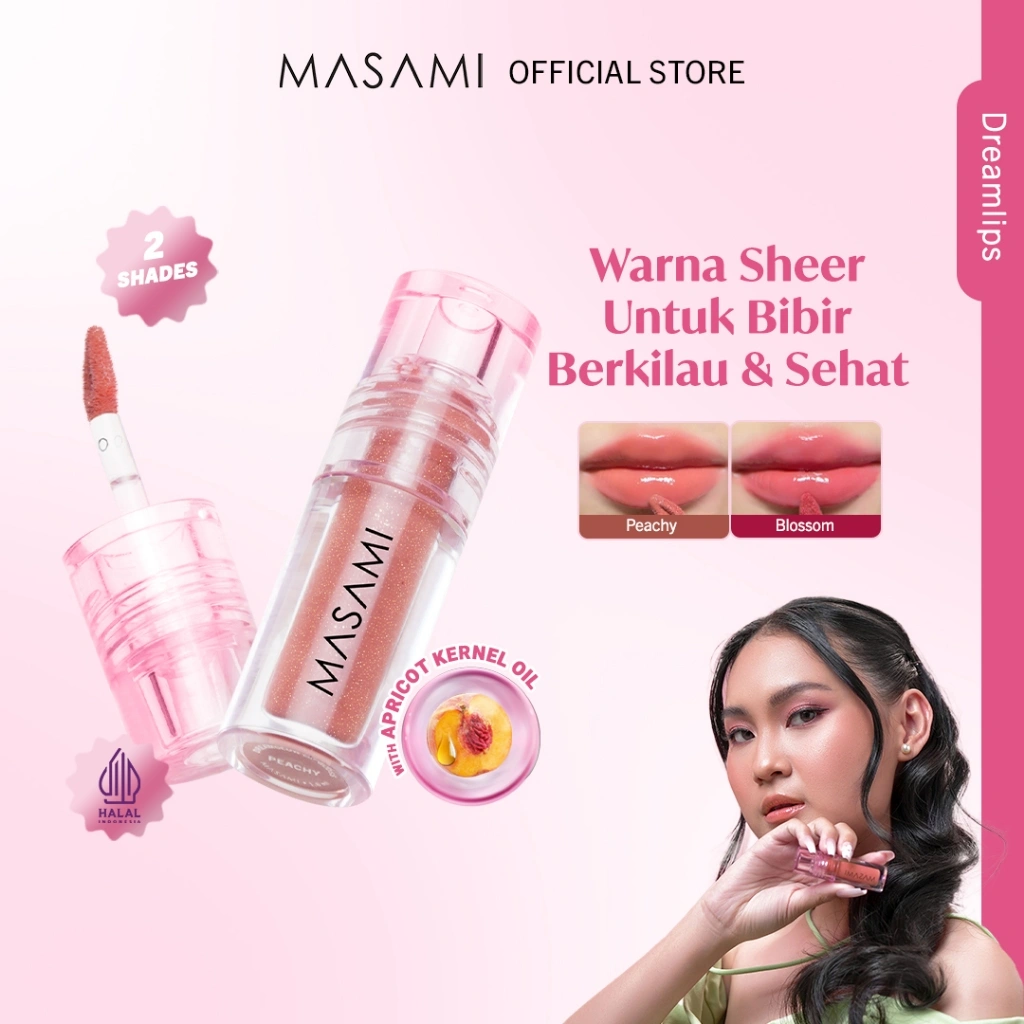 Masami Dream Glow Lip Gloss / Pelembab Bibir Lip Gloss Anti Lengket / Pelembab Bibir Lip Gloss High Shine Lipstik / Lip Glow Lip Gloss Anti Bibir Gelap Lip Gloss Melembabkan Bibir Tekstur Ringan dan Halus Lipgloss Lip Lipstik Liptint Shine