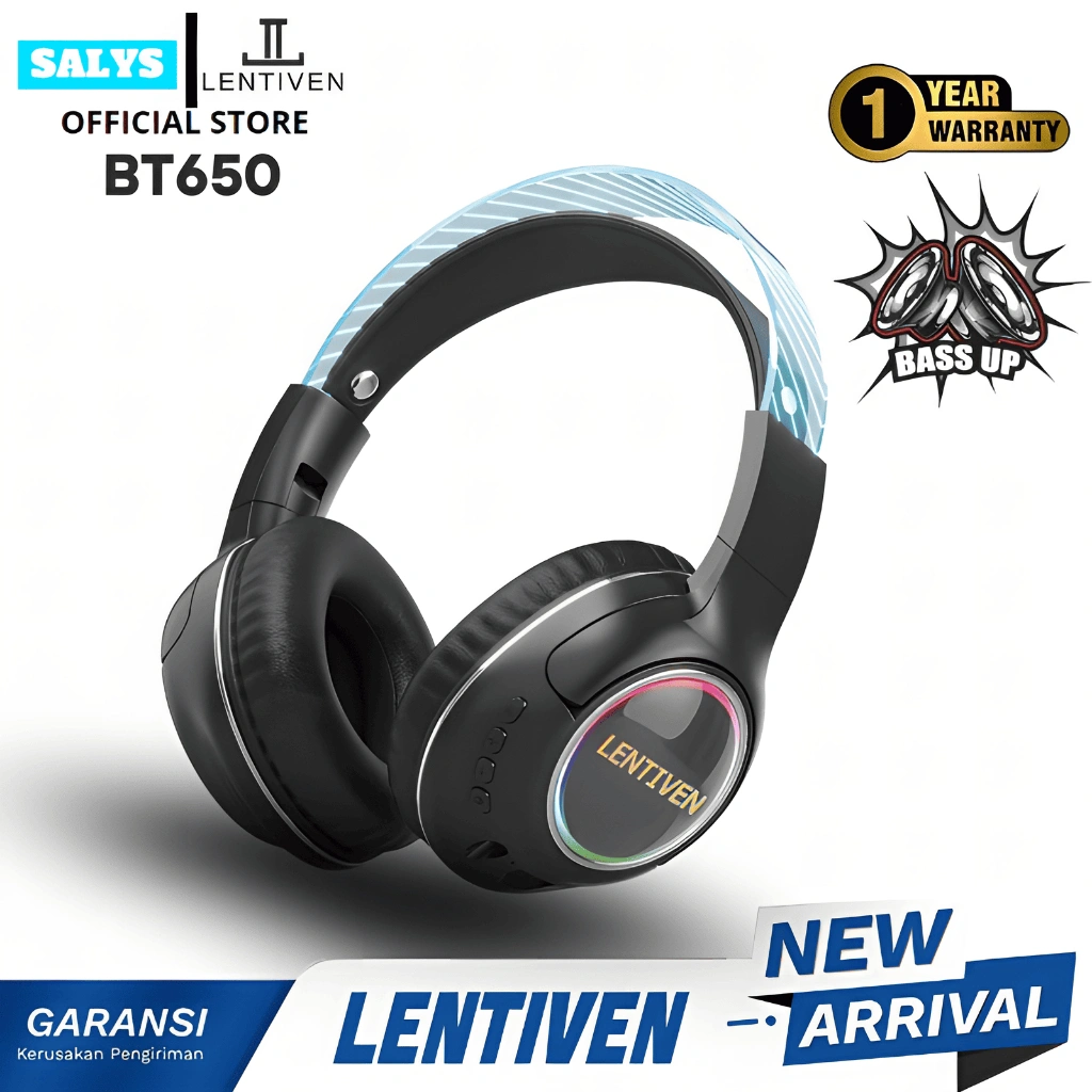 SALYS LENTIVEN Headphone Bluetooth Wireless With Microphone Headset Earphone Noise Cancelling Garansi 1 Tahun BT650