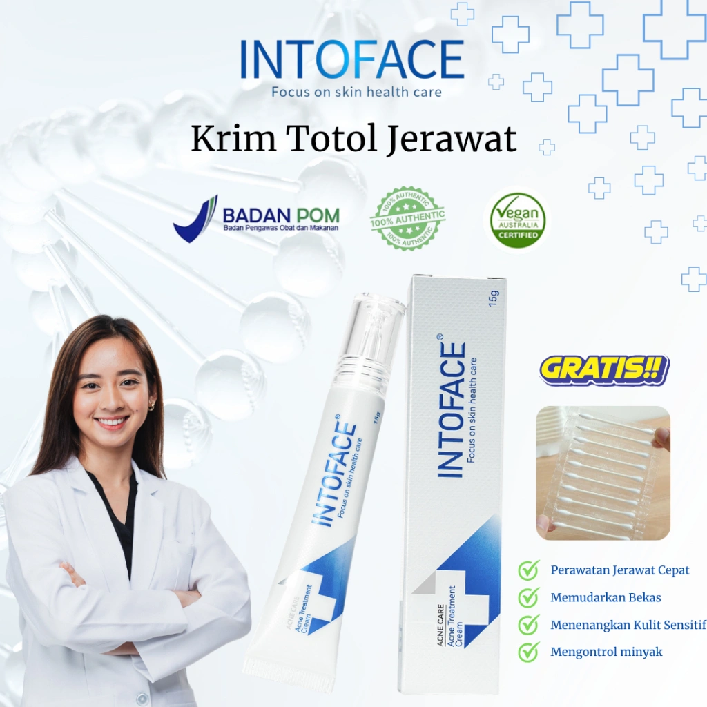 INTOFACE Gel Anti Bekas Jerawat & Luka | Krim Acne Care Aman untuk Kulit Sensitif | Hilangkan Jerawat & Bekasnya | Mencegah Keloid & Menyamarkan Noda | Acne Spot Treatment Cream
