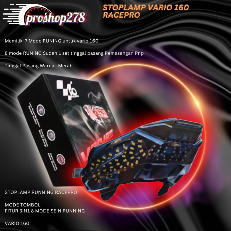 STOPLAMP RACEPRO RUNNING VARIO 160 BINTIK 3IN1 LAMPU BELAKANG REM VARIO 160 SET MIKA MANUAL 8 MODE