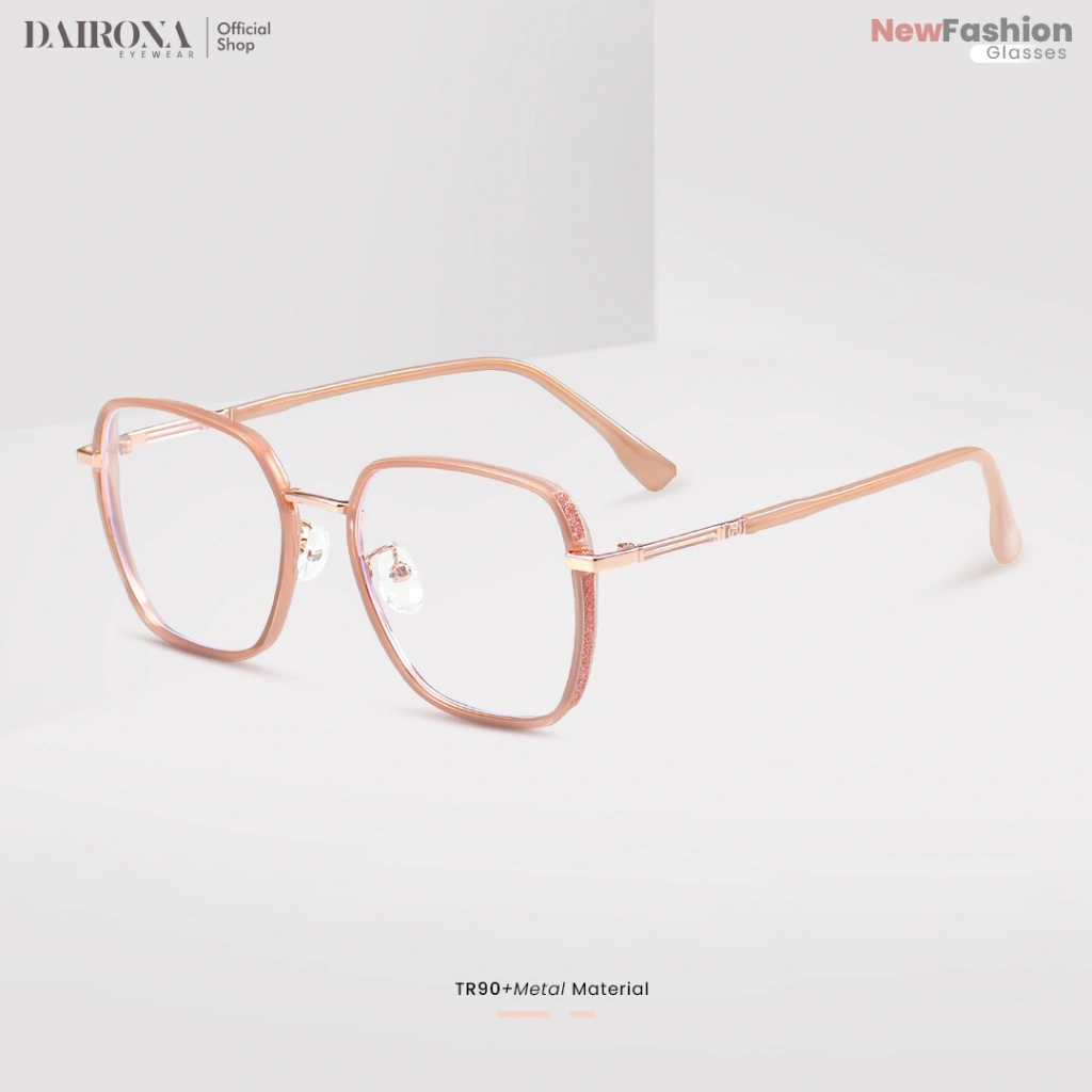Dairona Eyewear Frame Kacamata Minus Photocromic Anti Blueray Anti Radiasi Bluecromic Kacamata Fashionable Pria Wanita Bentuk Bulat Bahan TR-90+Metal M2858