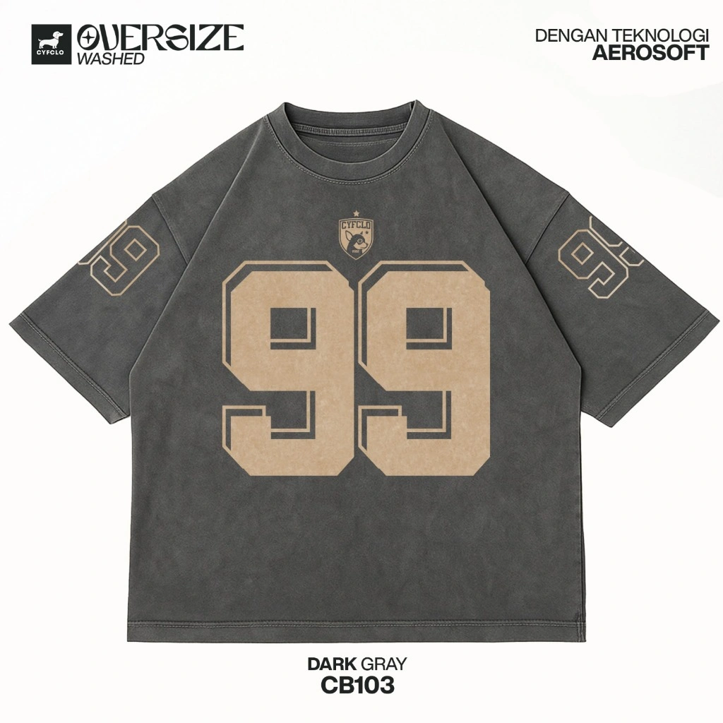 CYFCLO Oversized Wash Boxy Short Sleeve T-Shirt Unisex Katun 20S Keren,Nyaman, Gak Bikin Gerah | CB103-99