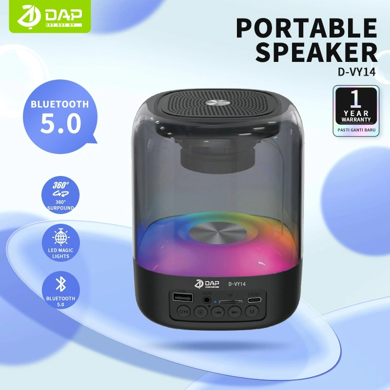 DAP Bluetooth Speaker D-VY14 Wireless Sound 360° Hi-Fi Micro SD AUX Original - Garansi 1 Tahun