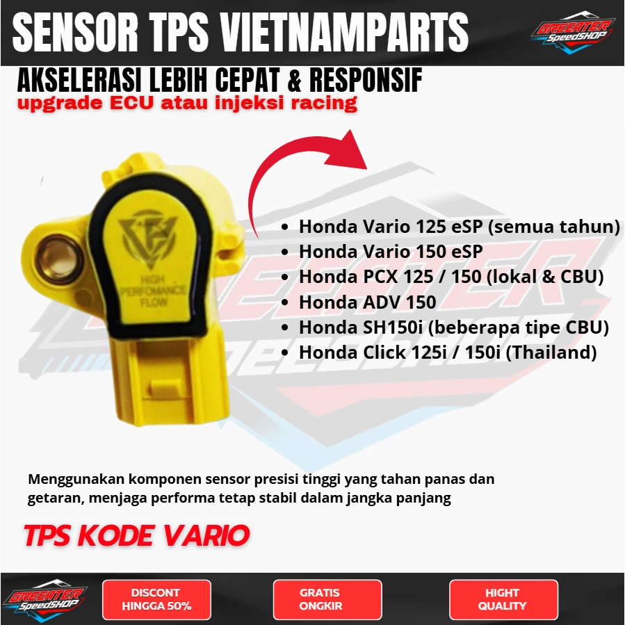SENSOR TPS VARIO 125/150 VIETNAMPART Sensor TPS RACING Vario 125 Vario 150 Beat Fi ESP Scoopy Fi ESP Vario 110 Fi ESP Supra X 125 Fi Helm In Blade Fi