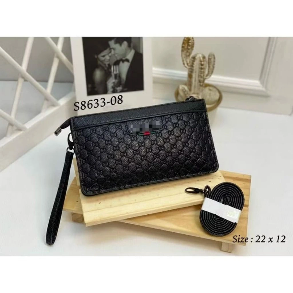 Clutch Wanita 3 Ruang Kulit Sintetis Bisa Selempang Muat HP Ada Tali Panjang & Pendek