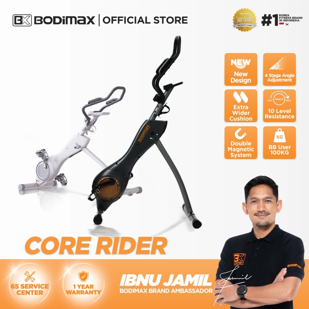 BODIMAX CORE RIDER – Sepeda Statis / Alat Fitness / Machine ABS / Stepper Bike / Abdominal Workout