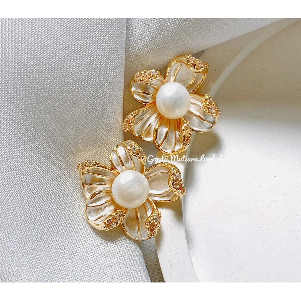 Giwang Tusuk Besar Jumbo Mutiara Asli Putih 7mm - COD Pearl Earring - Giwang Tusuk Anting Stud Mutiara