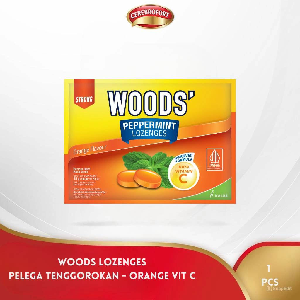 Woods Lozenges Orange Vitamin C - Pelega Tenggorokan