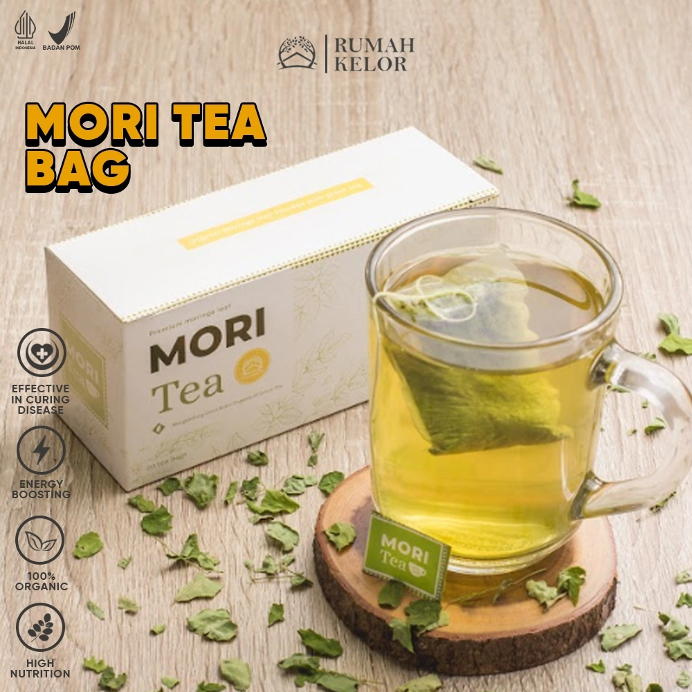 RUMAH KELOR - MORI TEA BAG PREMIUM - Minuman Teh Celup Daun Kelor dan Teh Hijau - 100% Organik - Anti Hipertensi