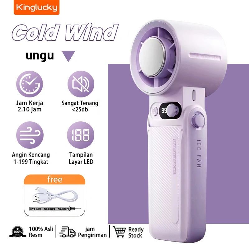 KingLucky Kipas Angin Portable Mini 16℃ Dapat Dilipat Kipas Kencang Strong Refrigeration Wind 199 Gear Wind Speed Kipas Angin Turbo Fan Digita