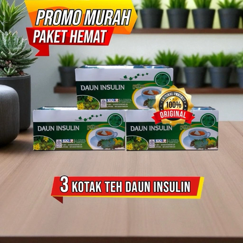 PAKET HEMAT DAPAT 3 PCS - TEH CELUP DAUN INSULIN Teh herbal alami menurunkan diabetes/gula darah best seller & asli