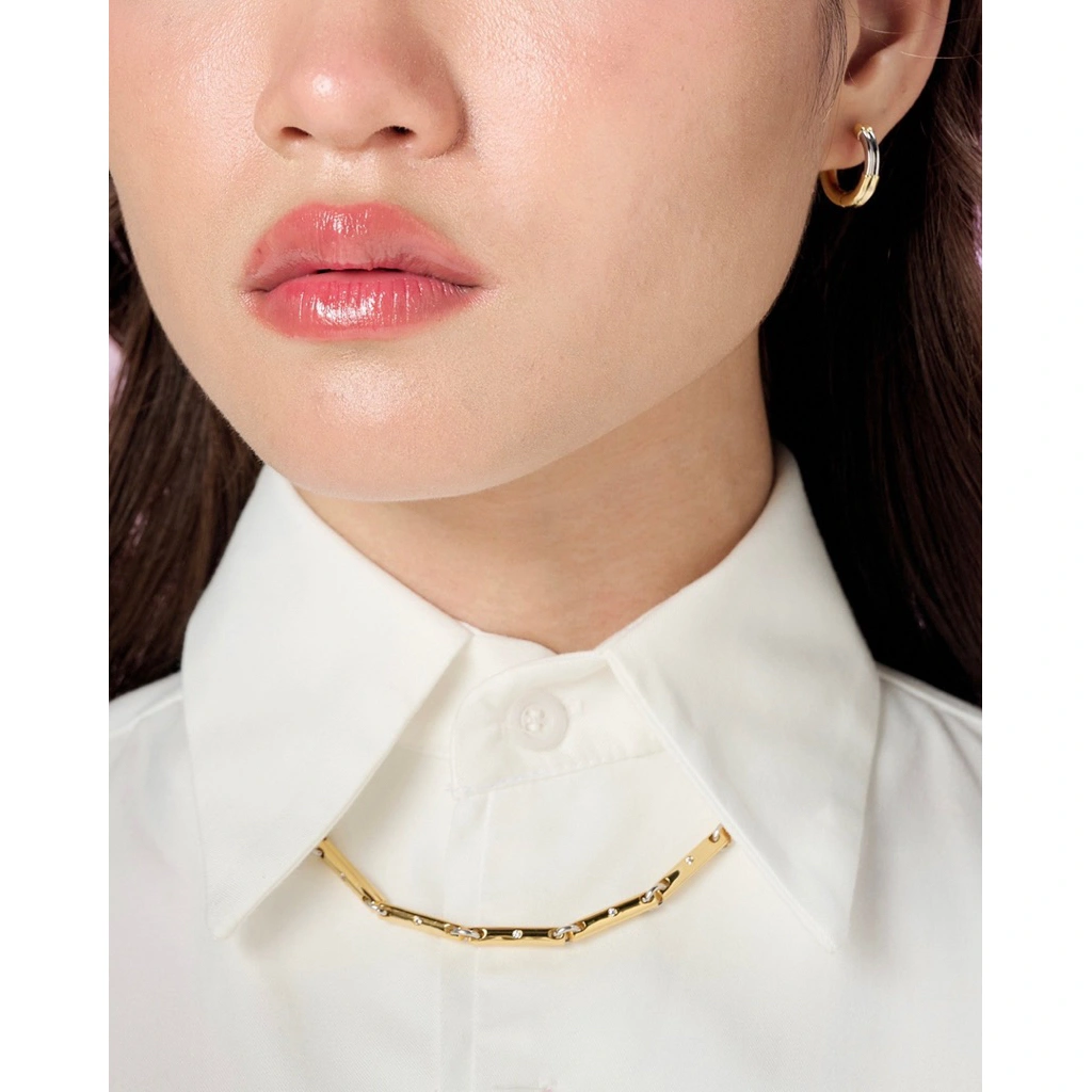 YVIS Glow Hoop Duo Tone Anting Classic Tahan Karat Hipoalergenik 18K Gold Plated