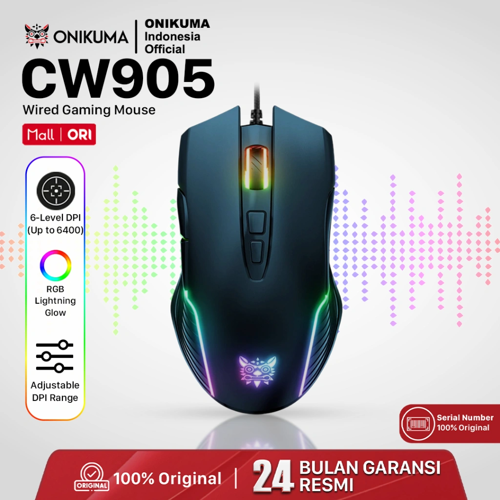ONIKUMA CW905 Mouse Gaming RGB Berkabel Black Original New 2024 - Accesories Gaming