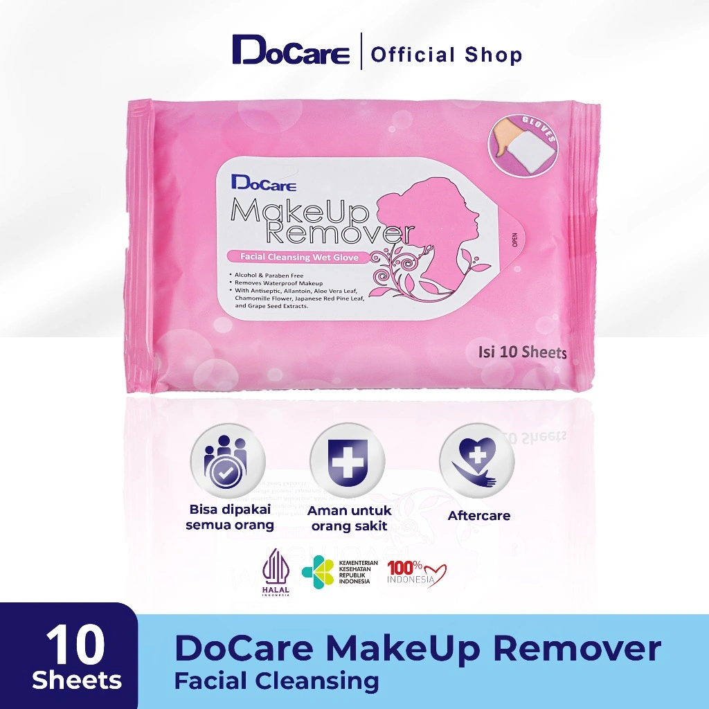 DoCare Makeup Remover Facial Cleansing WetGlove 10pcs/Tissue Pembersih Makeup/FaceCleanser Antiseptik/Pembersih Wajah