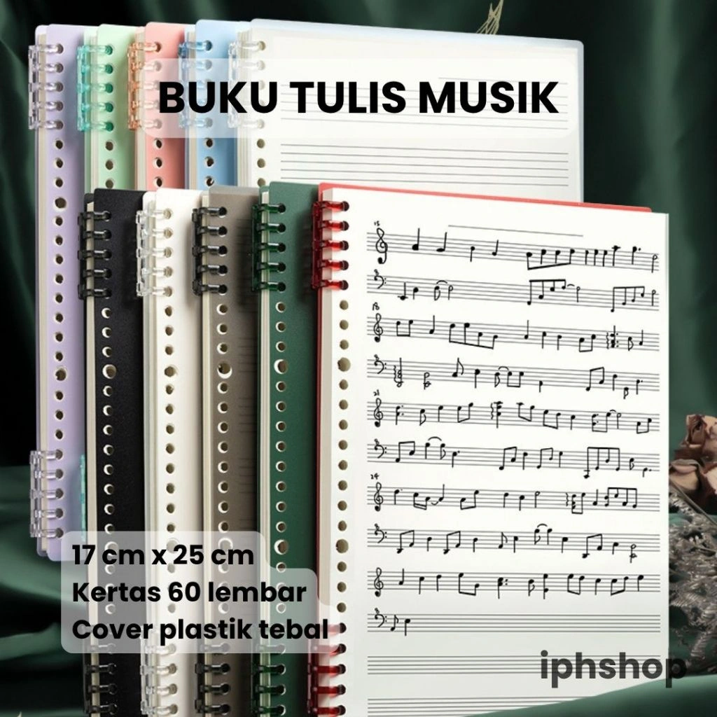 iphshop - Buku Tulis Musik B5 untuk Pelajar | Kertas Tebal Anti Tembus Tinta | Cover 10 Warna