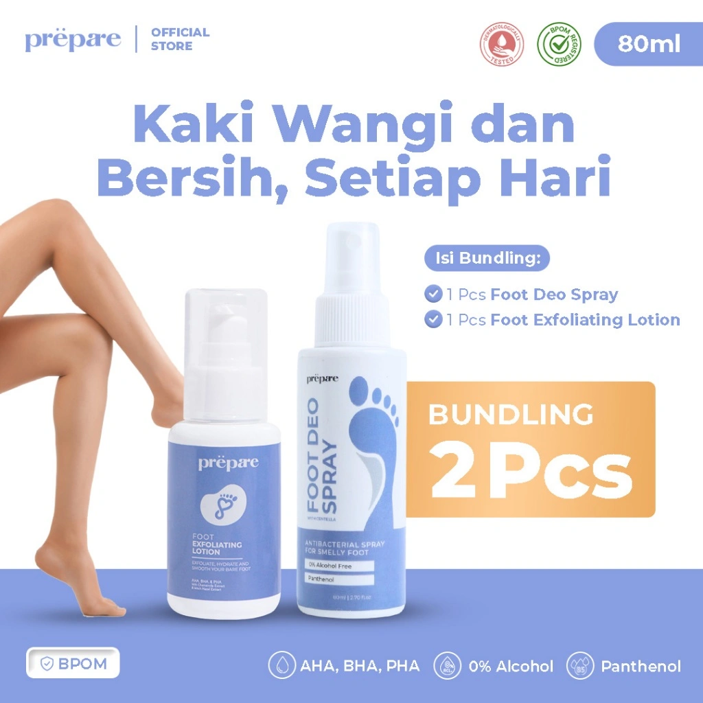 PREPARE Bundling Perawatan Kaki Kering Penghilang Bau Kaki Penghalus Tumit Kaki Krim Kaki Kapalan