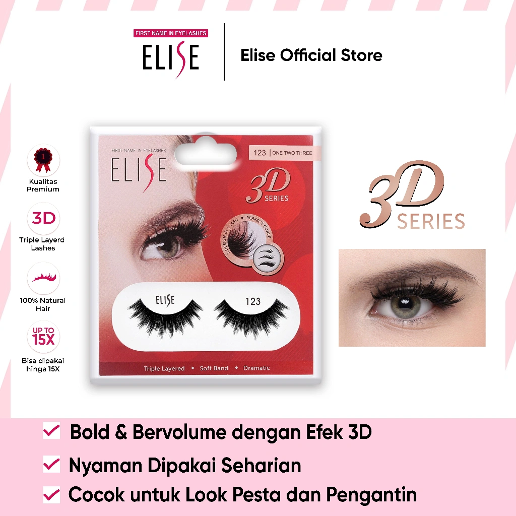 Bulu Mata Elise - 3D 123 - Bold Look/Cocok untuk Riasan Pesta/Pengantin/Favorite MUA/Pilihan MUA