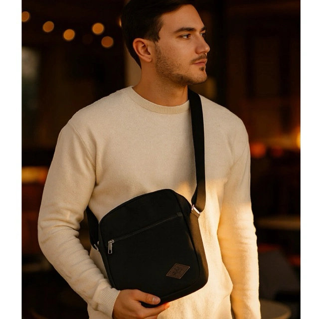 EASTMOVIN Columbia Citybag Deep Black Tas Selempang Bahu Slingbag Pria Kanvas Premium Tahan Air