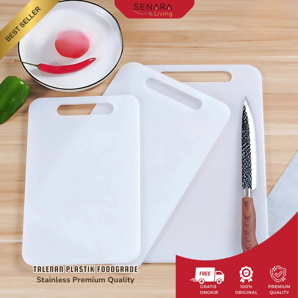 SENARA Living - Talenan Plastik Foodgrade / Cutting Board Tebal Putih / Talenan Plastik Warna Putih