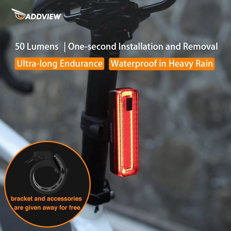 ADDVIEW Lepus Bike Tail Light - Auto Sensor, Brake Light, USB Charge, 30-50 Lumens For MTB/Road Bike
