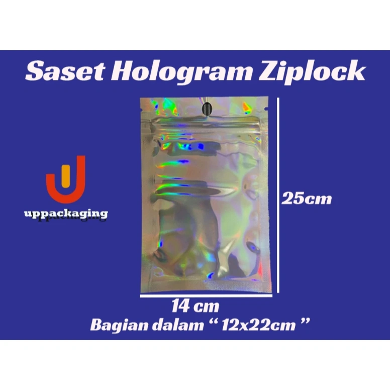 KEMASAN SASET POUCH LASER HOLOGRAM UKURAN 14X25 CM ZIPLOCK NON STANDING TERMURAH COCOK UNTUK CASE HP