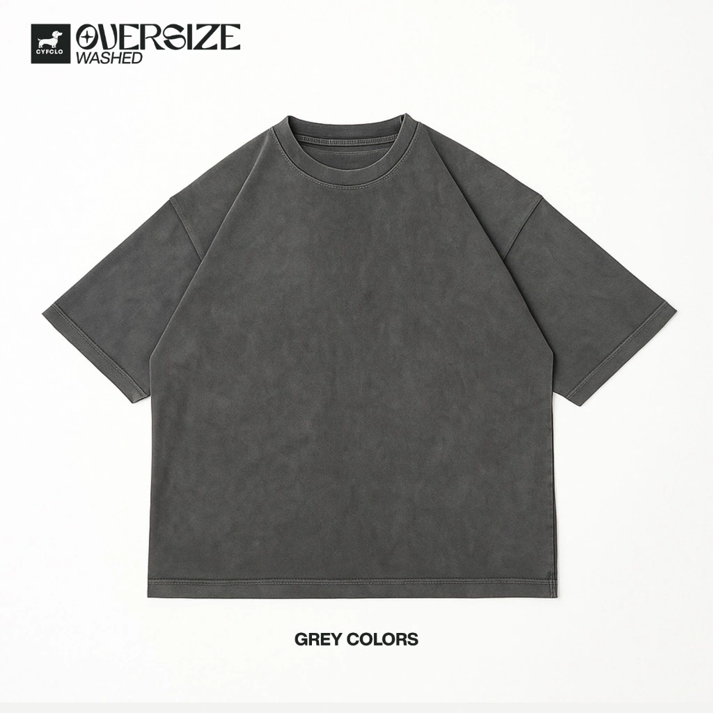 CYFCLO Baju Oversized Wash Boxy T-Shirt Unisex-Basic Plain Katun 20s Tebal