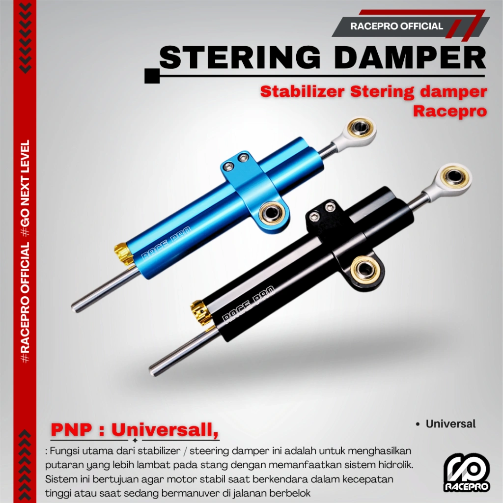 STERING DAMPER RACEPRO STABILIZER STANG RACEPRO STERING DAMPER CBR R15 R25 NINJA ORIGINAL RACEPRO