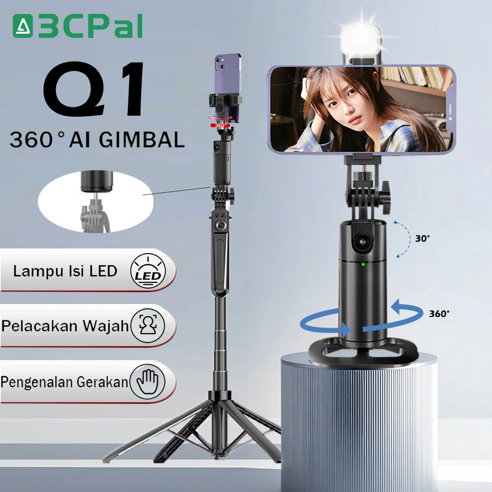 3CPal Stabilizer Auto Face Tracking Gimbal Handphone Kamera Rotasi 360° Tripod Bluetooth