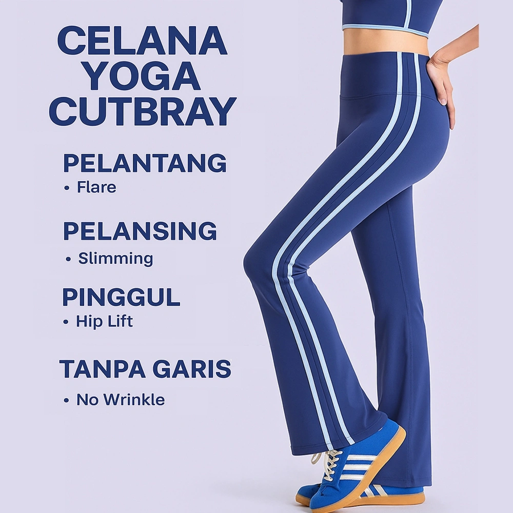 SWEATPANTS Wanita High Waist Flare Pants Celana  Plus Size Legging Olahraga Polos Nyaman untuk Gym Fitness Yoga Running Sport