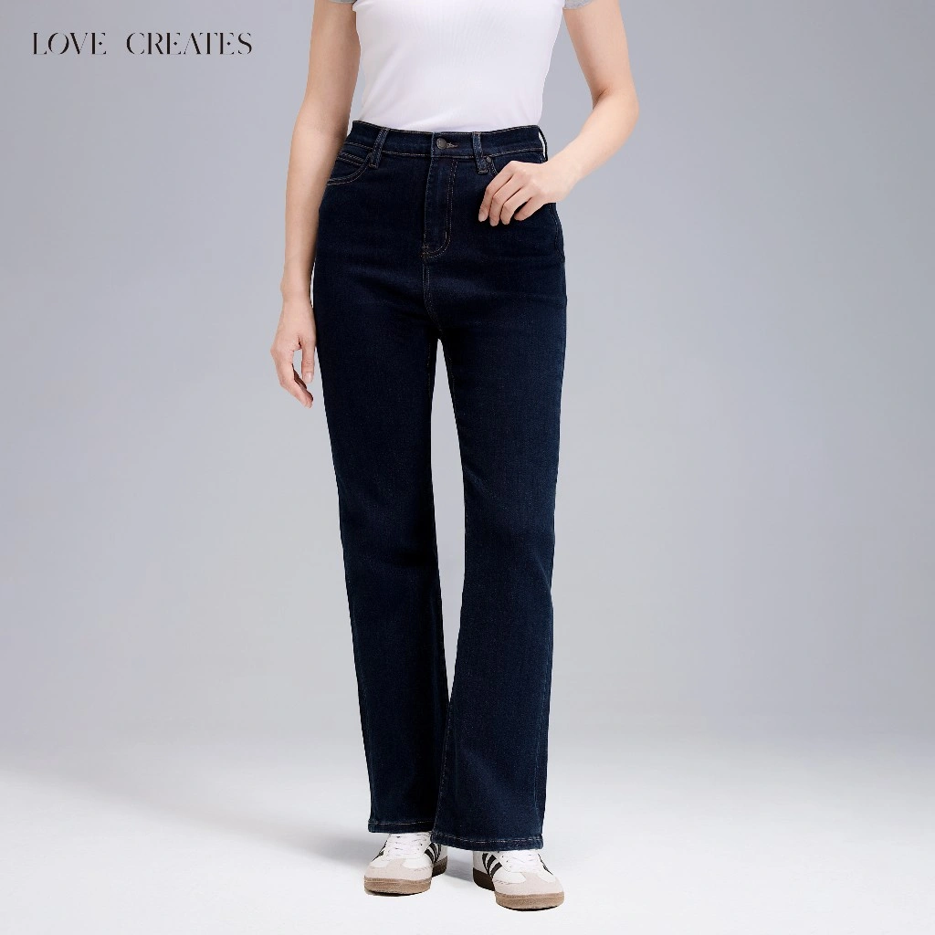 Love Creates Celana Jeans Wanita Jeans Lurus Pinggang Tinggi (NZK01)