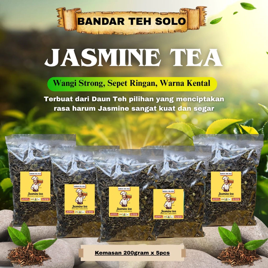 TEH RACIK SOLO JASMINE (Sepet ringan, Wangi Strong, Pekat) By Bandar Teh Solo Kemasan 1kg