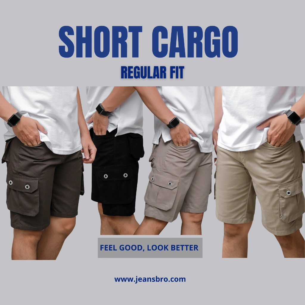 BROJEANS - Celana Cargo Pendek Pria Casual