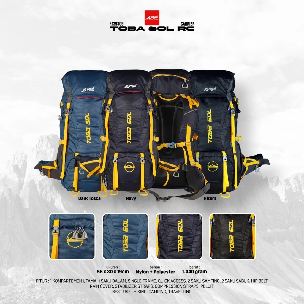 Tas Gunung / Carrier Toba 60 Liter Arei Outdoorgear